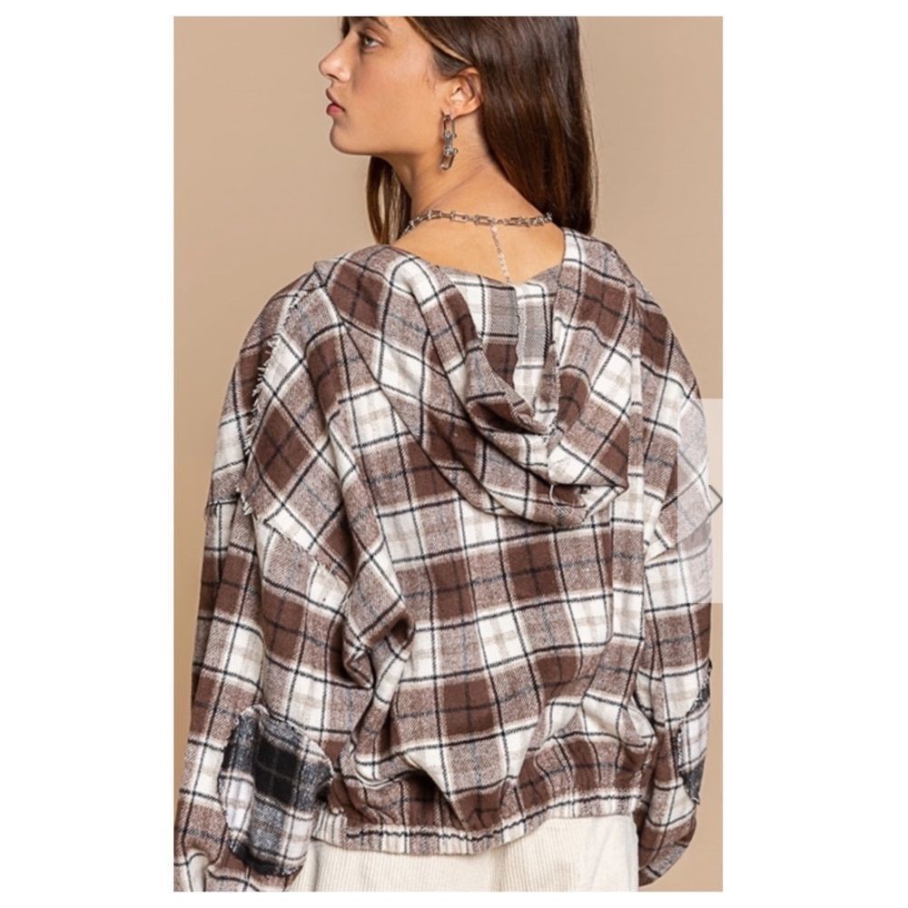 𝅺plaid Hooded Bomber Jacket - Picture 6 of 13